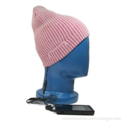 Pattern Audio Beanie with Stereo Headphone for MP3 and Smartphone Use